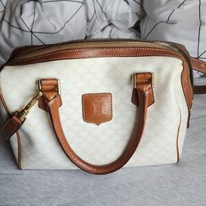 Vintage Celine White and Brown Satchel